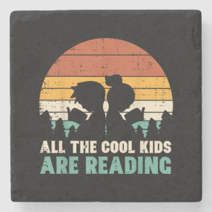 Alle Kinder lesen Retro Read Book Lover Boys Gi Steinuntersetzer