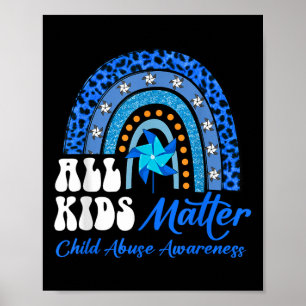 Alle Kinder - Pinwheel Blue Rainbow Child Missbrau Poster