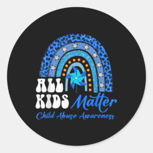 Alle Kinder - Pinwheel Blue Rainbow Child Missbrau Runder Aufkleber