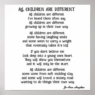 ALLE KINDER SIND EIN ANDERES Gedicht Poster