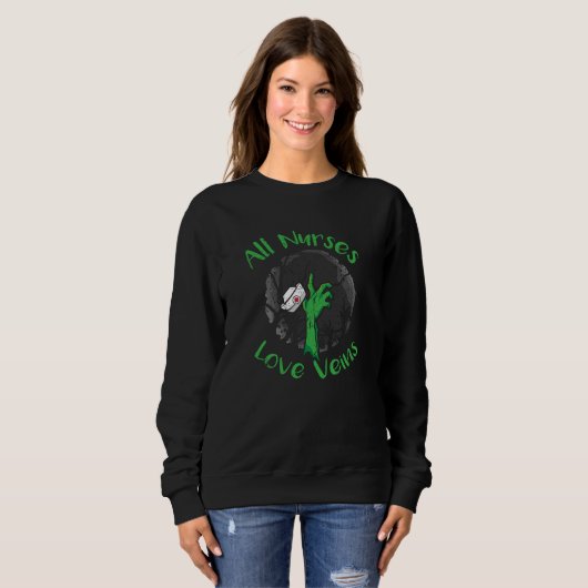 Alle Krankenschwestern Liebe Venen Halloween Spook Sweatshirt (Vorne ganz)