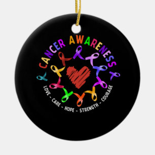 Alle Krebsbewusstsein bekämpft Krebs in Multicolor Keramik Ornament