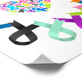 Alle Krebsbewusstsein Herz Krebs Band farbenfroh Poster (Ecke)