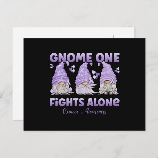 Alle Krebsbewusstsein Lavendel Ribbon Gnome Postkarte (Vorne/Hinten)