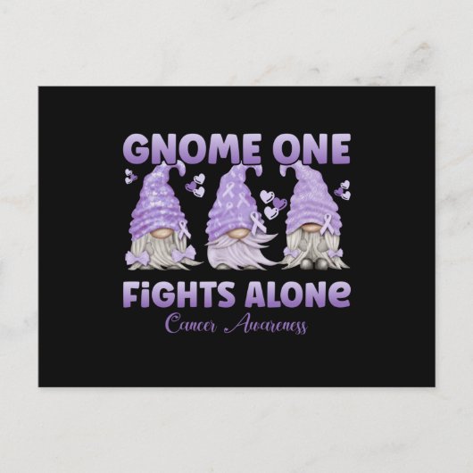 Alle Krebsbewusstsein Lavendel Ribbon Gnome Postkarte (Vorderseite)