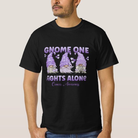Alle Krebsbewusstsein Lavendel Ribbon Gnome T-Shirt (Vorderseite)