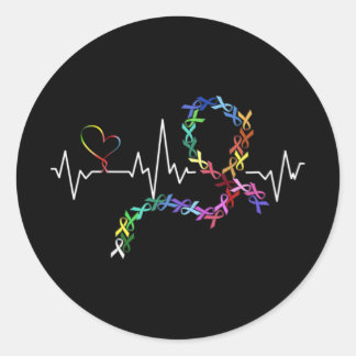 Alle Krebserkrankungen Bewusstsein Tag Herzschlag  Runder Aufkleber