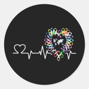 Alle Krebsthemen Aufklärungstag Herzschlag Band Runder Aufkleber