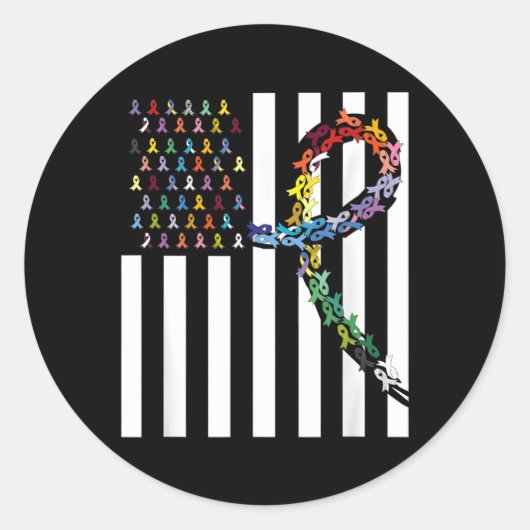 Alle Krebsthemen Sensibilisierung für das Flaggenk Runder Aufkleber (Vorderseite)