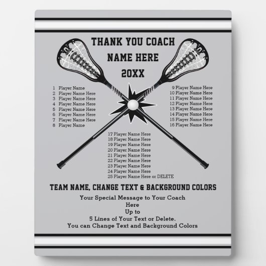 Alle Lacrosse Coach Geschenke, Teamfarbe Fotoplatte (Vorderseite)