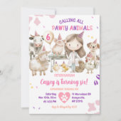 Alle Landtiere, Tierärzte zum Geburtstag, Mädchen Einladung (Vorderseite)