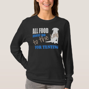 Alle Lebensmittel müssen zum Testen von schwarzem  T-Shirt