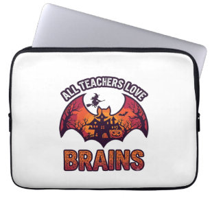 Alle Lehrer lieben Gehirne Halloween Fledermaus Sp Laptopschutzhülle