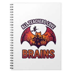 Alle Lehrer lieben Gehirne Halloween Fledermaus Sp Notizblock