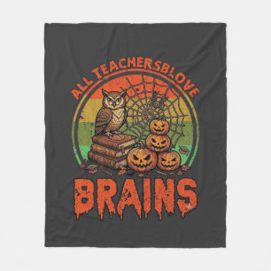 Alle Lehrer lieben Gehirne Halloween-Kürbisse Eule Fleecedecke