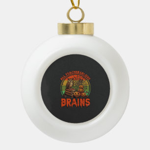 Alle Lehrer lieben Gehirne Halloween-Kürbisse Eule Keramik Kugel-Ornament