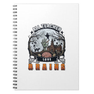 Alle Lehrer lieben Gehirne Halloween Zombie Hand H Notizblock