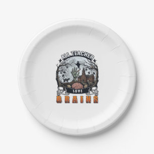 Alle Lehrer lieben Gehirne Halloween Zombie Hand H Pappteller
