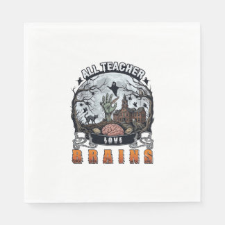 Alle Lehrer lieben Gehirne Halloween Zombie Hand H Serviette