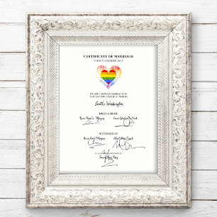 Alle LGBT-Hochzeitzertifikate Pride Rainbow Heart Poster