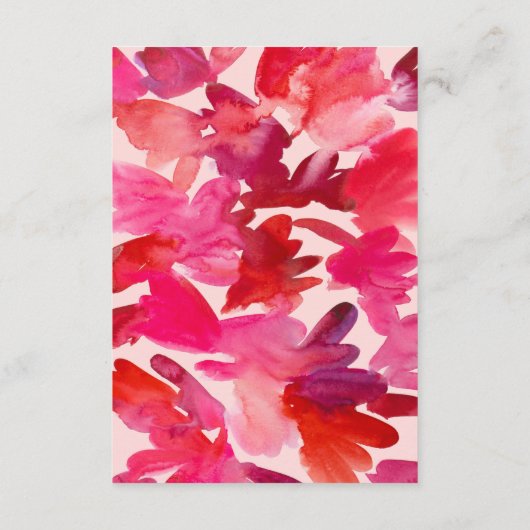 Alle Liebe Aquarell Rosa Rote Hochzeit Details Begleitkarte (Rückseite)