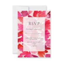 Alle Liebe Watercolor Pink Red Wedding RSVP Karte