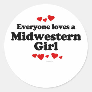 Alle Lieben einen Midwest Girl T - Shirt Runder Aufkleber