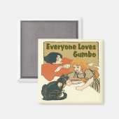 Alle Lieben Gumbo, Vintages Girl- und Katzenposter Magnet (Vorderseite/Rückseite)