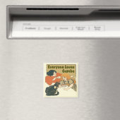 Alle Lieben Gumbo, Vintages Girl- und Katzenposter Magnet (In Situ (Geschirrspüler))