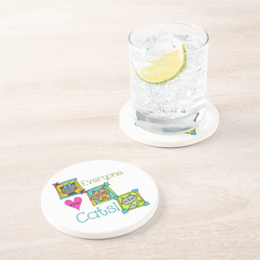 Alle Lieben Katzen Sandstein Untersetzer (Seite)