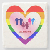 Alle Lieben LGBT Prix Herz Steinuntersetzer (Vorderseite)