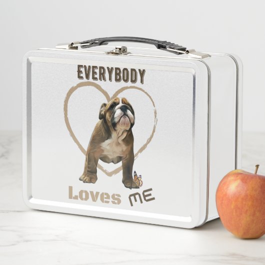 Alle Lieben mich mit dem englischen Bulldog Metall Brotdose (Beispiel)