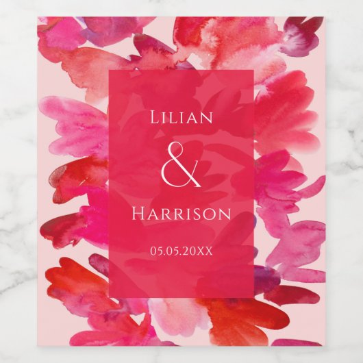 Alle Lieben Wasserfarben Rosa Roter Wein Etikett (Einzelnes Label)