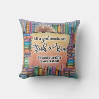 Alle Mädchen brauchen ein Buch & Wein Kissen