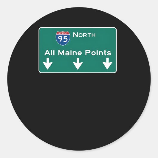 Alle Maine Points - Interstate 95-Zeichen Runder Aufkleber (Vorderseite)