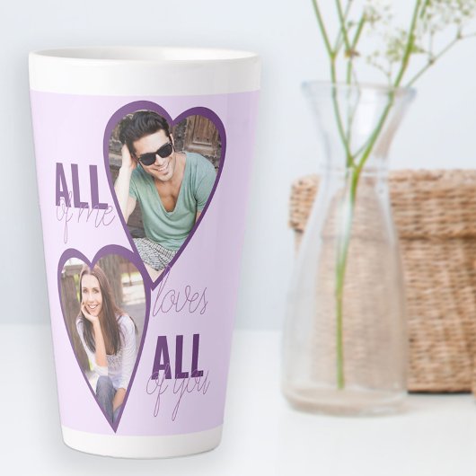 Alle meine Lieben Sie alle 2 Herz Foto Lilac Milchtasse