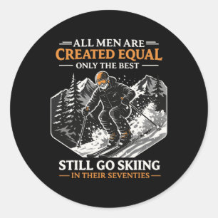 Alle Menschen gleich geschaffen am besten Ski fahr Runder Aufkleber