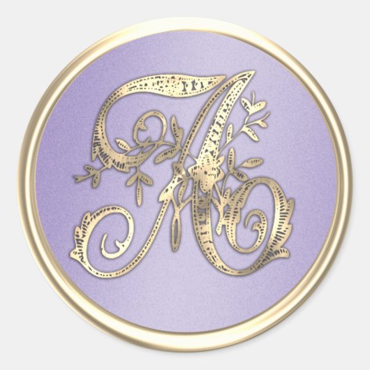 Alle Monogram-Lavendel-Initialen Lila Runder Aufkleber (Vorderseite)