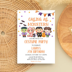Alle Monster Halloween-Geburtstagsfeier Einladung