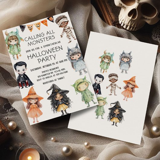 Alle Monster Kids-Kostüm-Halloween-Party nennen Einladung