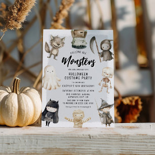 Alle Monster Kinder Halloween Geburtstag Einladung