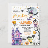 Alle Monster Kostüm Party Kinder rufen Einladung (Vorderseite)