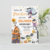 Alle Monster Kostüm Party Kinder rufen Einladung (Stehend Vorderseite)