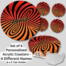 ALLE Namen ändern, Orange Black Swirl Set 4 Runde
