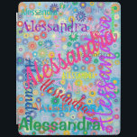 Alle Namen Collage iPad Smart Cover<br><div class="desc">Dieses iPad Cover verlasst keinen Zweifel daran, wem es gehört! Das Cover zeichnet sich durch ein farbenprächtiges mädchenhaftes Design aus. Der Name Ihrer Wahl erscheint in zahlreichen Schriftart und Farben. Die Namen werden auf einem blauen Hintergrund mit bunten Blume angezeigt. Das Cover wird mit einer Auswahl an iPad-Versionen geliefert. Ideal...</div>