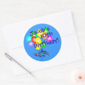 Alle Namen und Alter Spaß Geburtstag Balloons Aufk Runder Aufkleber (Umschlag)