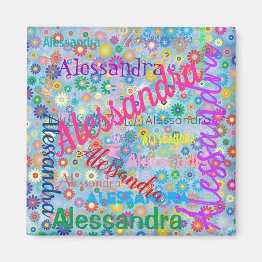 Alle Namenskollare mit Blume-Magnet Magnet (Vorne)