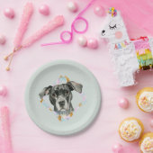 "Alle Ohr-" Pitbull-HundeAquarell-Malerei Pappteller (Party)