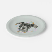 "Alle Ohr-" Pitbull-HundeAquarell-Malerei Pappteller (Schrägansicht)