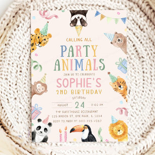 Alle Party Animals in Geburtstagshüten Kinder in Einladung